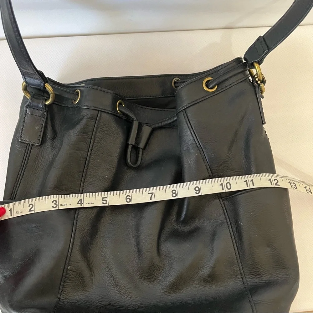 Fossil Black Leather Bucket Bag
